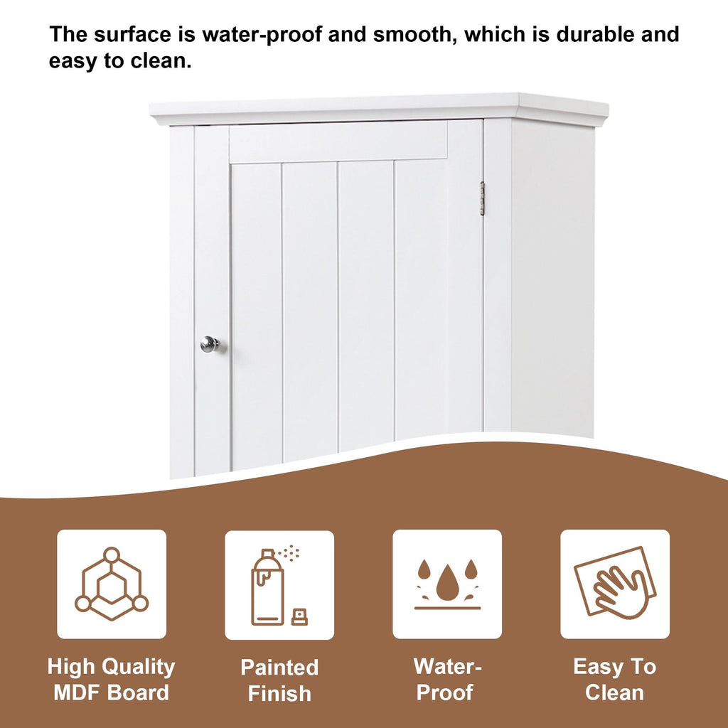 Norrin 67.3 inch white bathroom storage cabinet made of MDF material, waterproof and easy to clean surface.